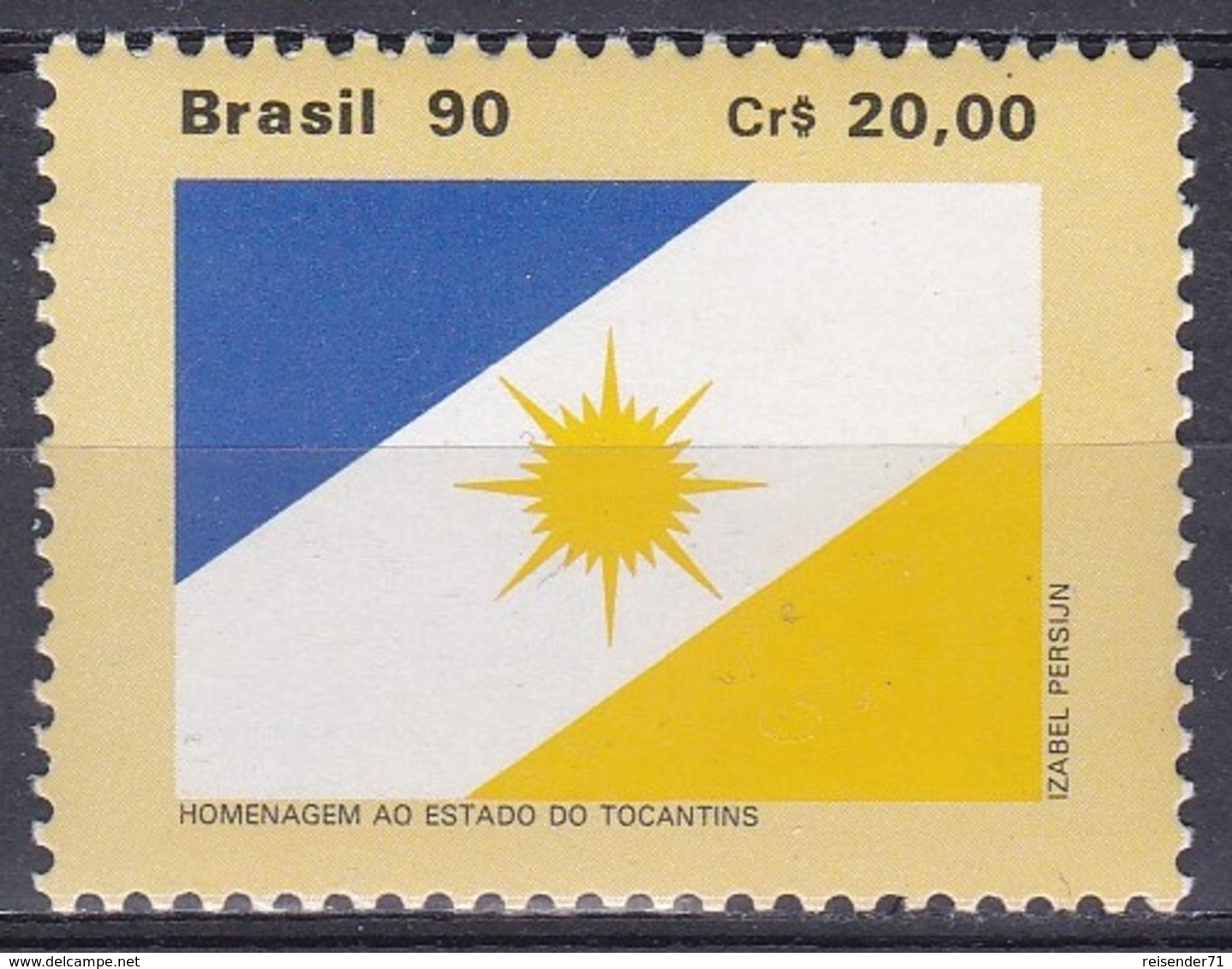 Brasilien Brasil 1990 Staatswesen Verwaltung Bundesstaaten Tocantins Fahnen Flaggen Flags, Mi. 2362 ** - Ungebraucht