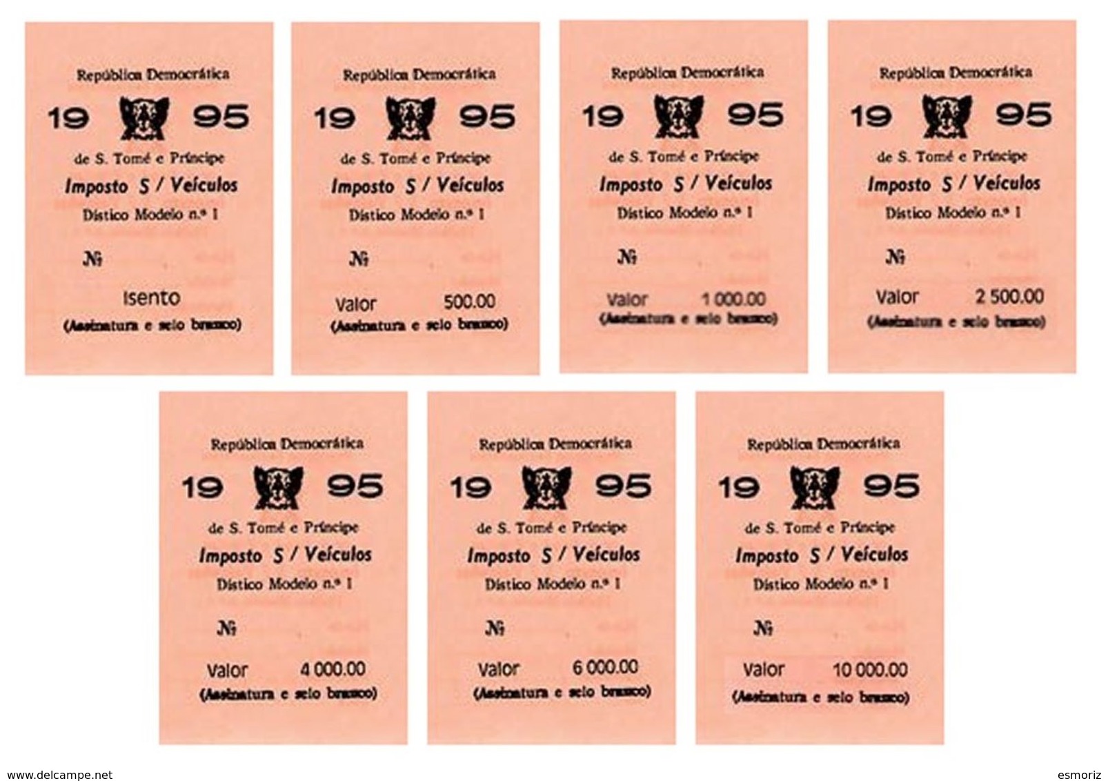 ST. THOMAS & PRINCE, Automobile Licence, (*) MNG, F/VF - Nuevos