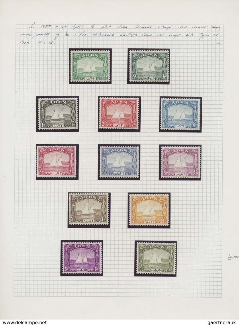 **/O/GA/Br Aden: 1937-64: Mint Collection From 1937 'Dhows' (lightly Hinged), With Coronation And Victory Issue - Jemen