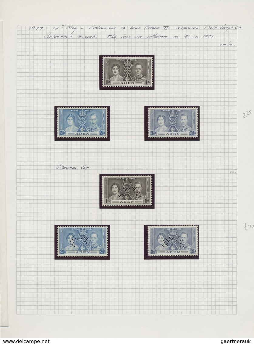 **/O/GA/Br Aden: 1937-64: Mint Collection From 1937 'Dhows' (lightly Hinged), With Coronation And Victory Issue - Yemen