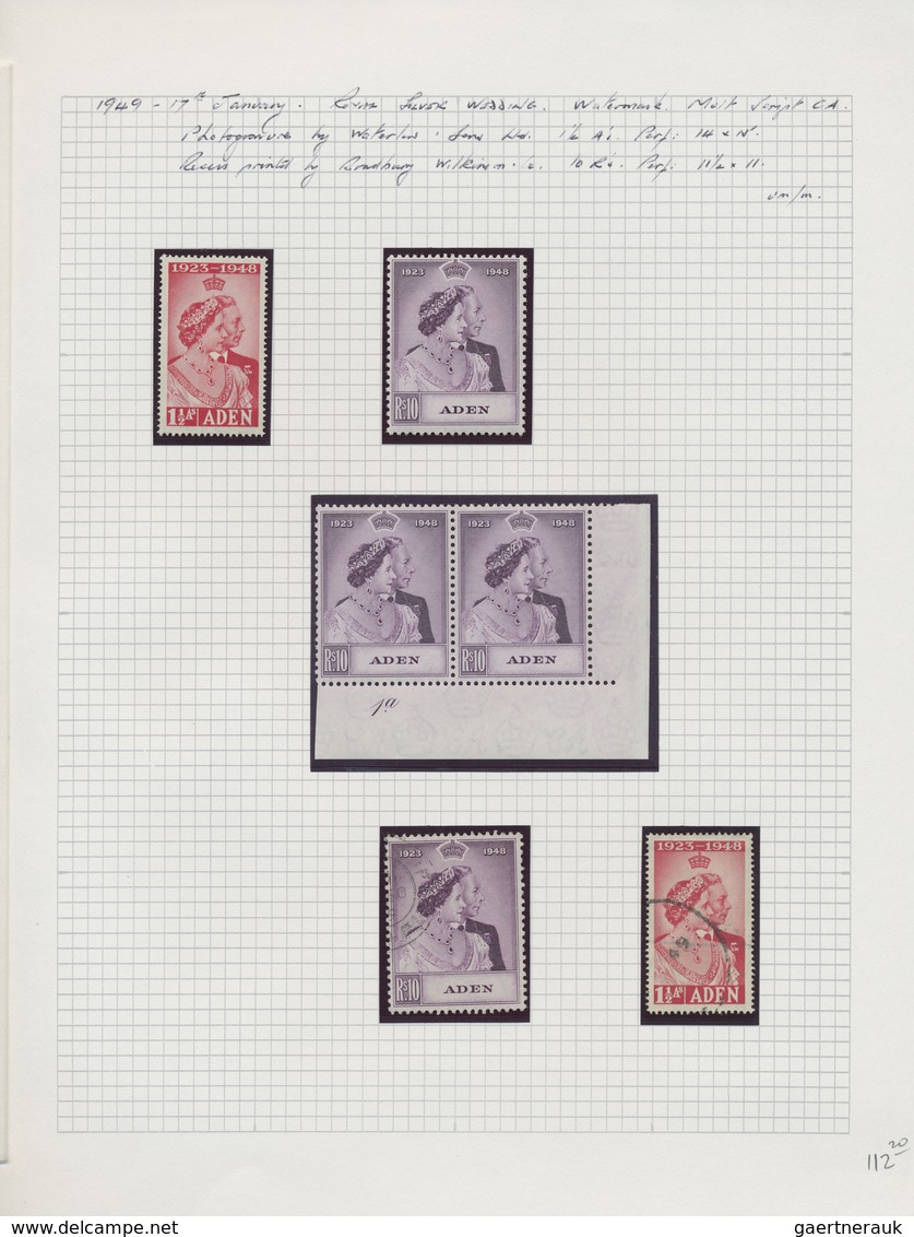 **/O/GA/Br Aden: 1937-64: Mint collection from 1937 'Dhows' (lightly hinged), with Coronation and Victory issue