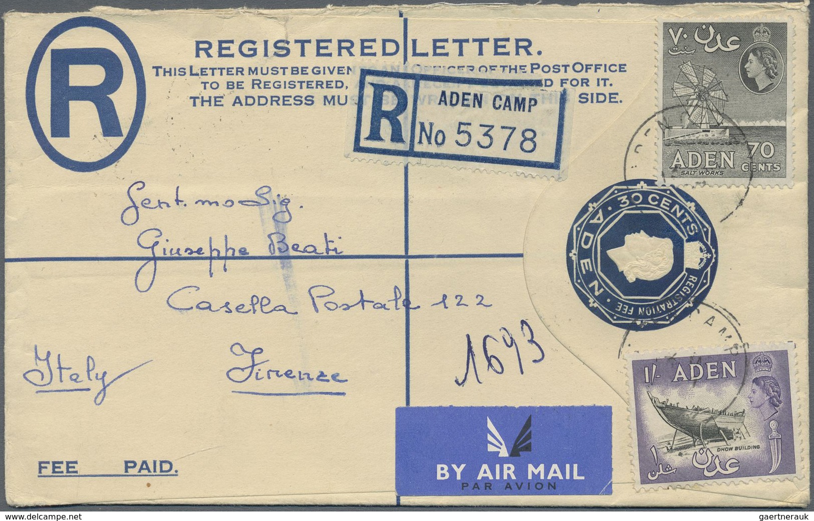 GA Aden: 1940's-50's: Three Postal Stationery Items Used To Italy, With Postcard ¾a. Brown 1946 To Berg - Jemen
