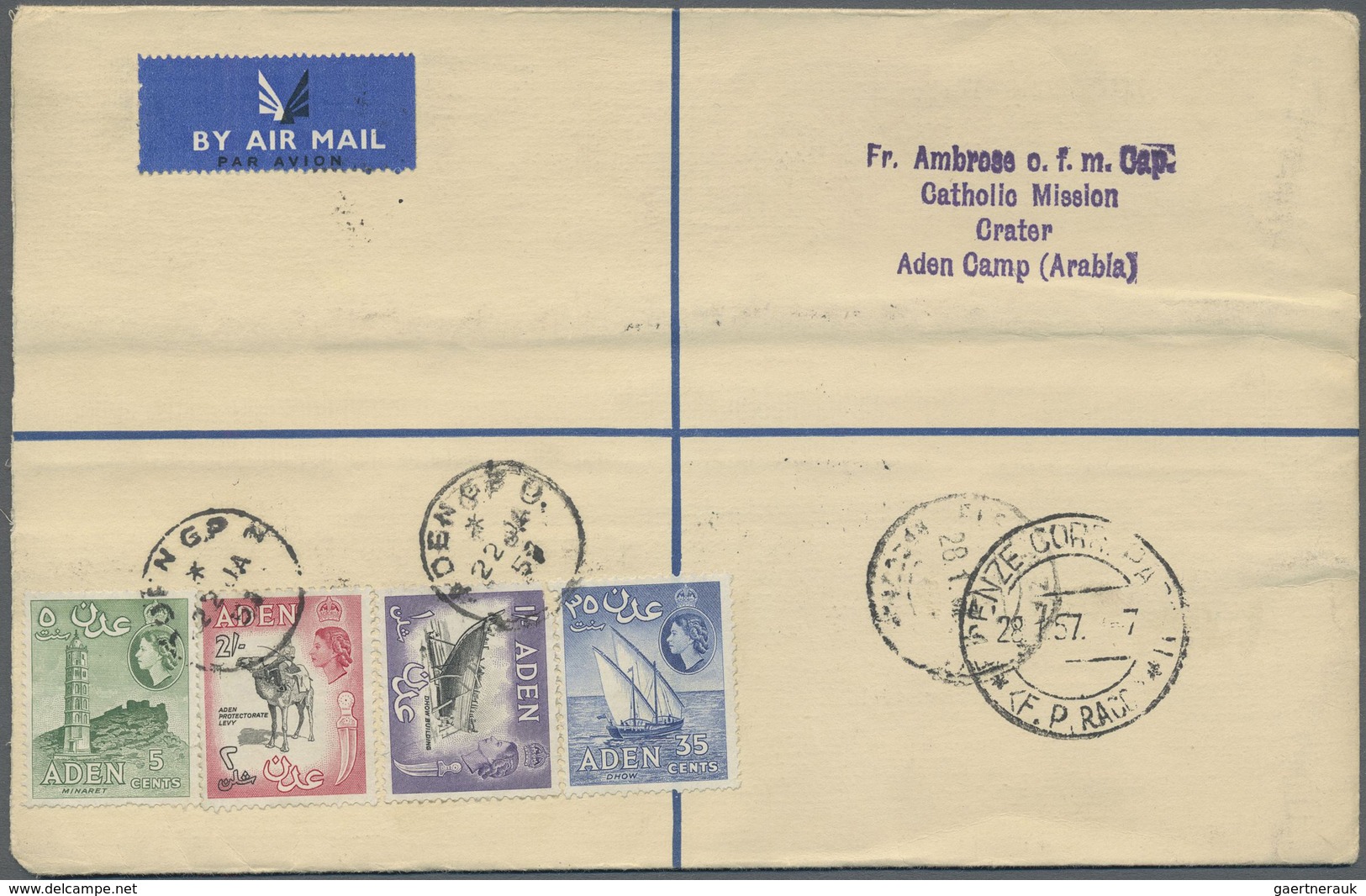 GA Aden: 1940's-50's: Three Postal Stationery Items Used To Italy, With Postcard ¾a. Brown 1946 To Berg - Jemen