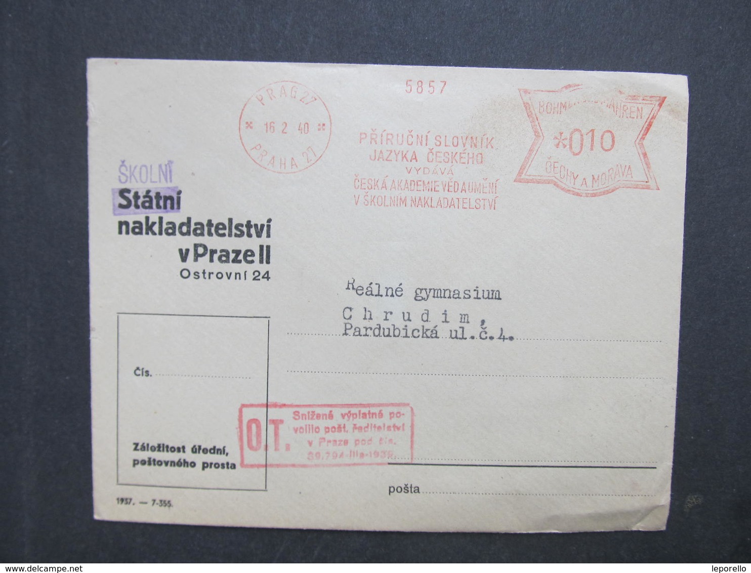 BRIEF Praha 27 Prirucni Jazyk 1940 Frankotype Freistempel Postfreistempel /// N2761 - Briefe U. Dokumente