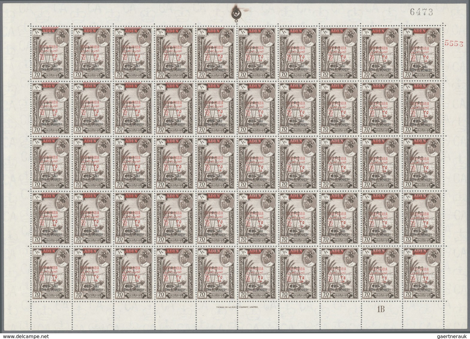 ** Aden - Qu'aiti State In Hadhramaut: 1966, Definitives With Red Bilingual Opt. 'SOUTH ARABIA' And Add - Jemen