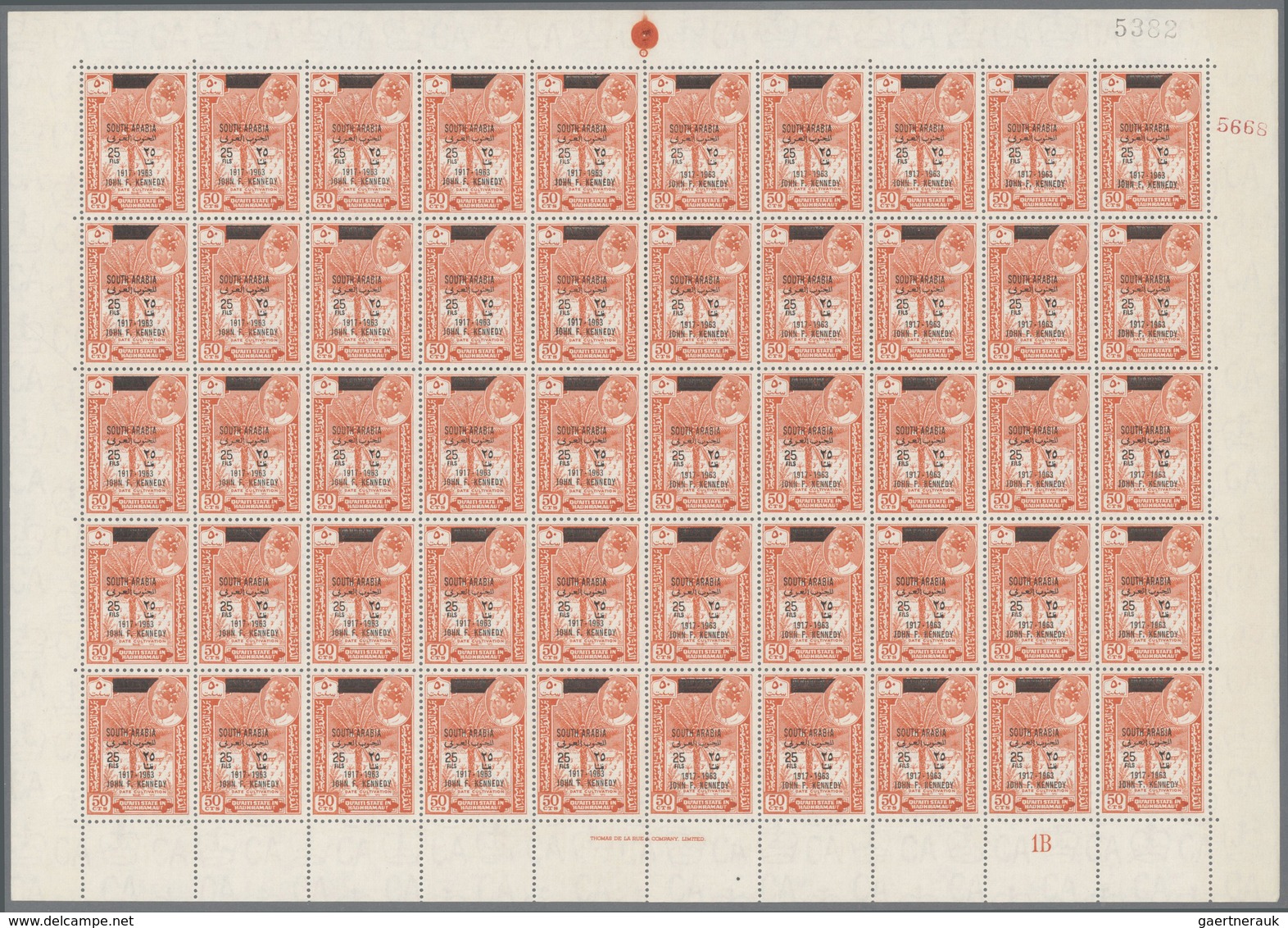 ** Aden - Qu'aiti State In Hadhramaut: 1966, Definitives With Red Bilingual Opt. 'SOUTH ARABIA' And Add - Yemen