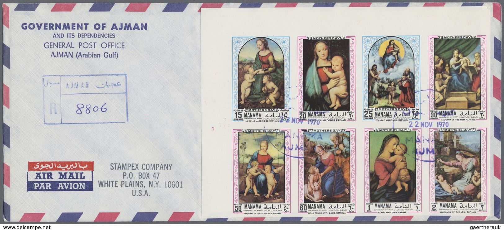 Br Adschman / Ajman: 1970/1971, Ajman/Manama, Lot Of 18 (mainly Registered Airmail) Covers Bearing Attr - Ajman