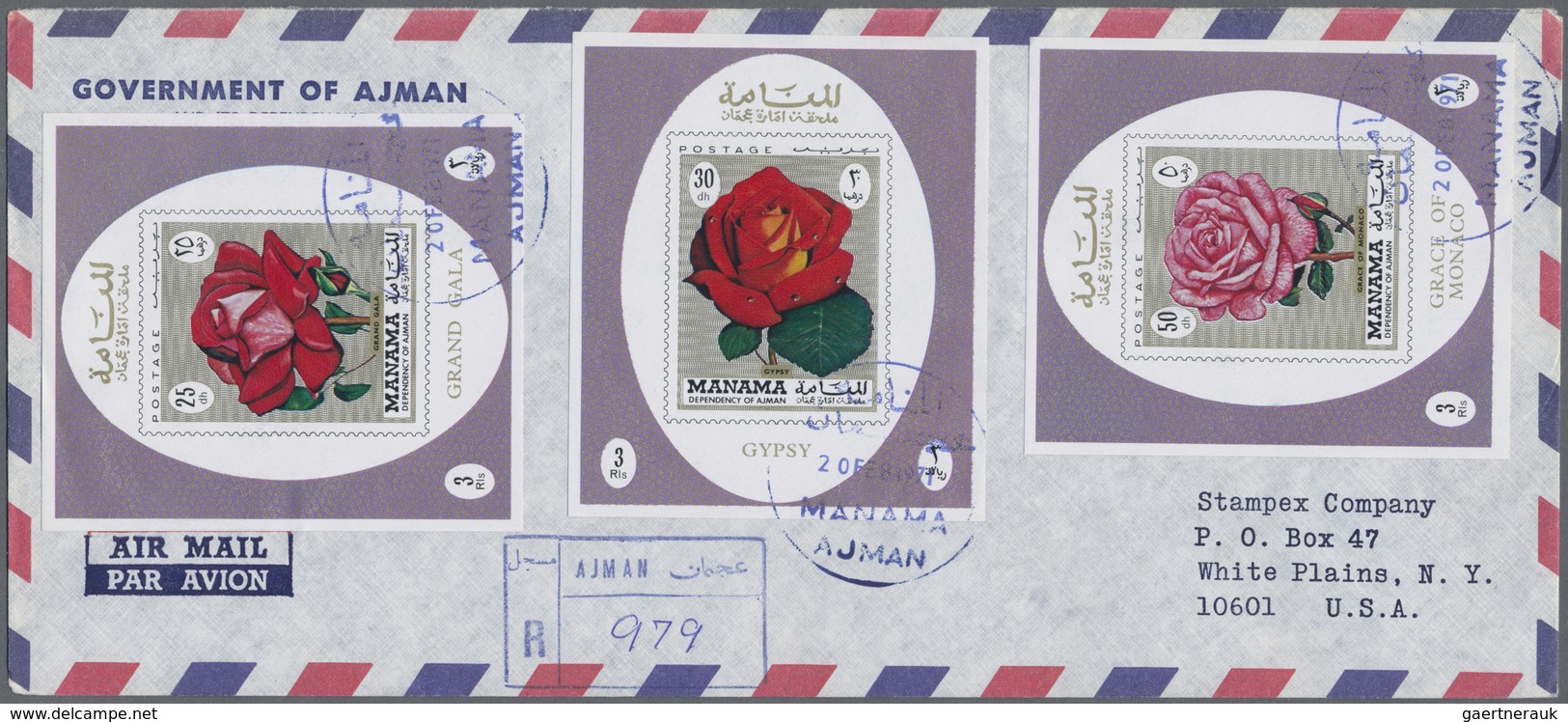 Br Adschman / Ajman: 1970/1971, Ajman/Manama, Lot Of 18 (mainly Registered Airmail) Covers Bearing Attr - Adschman