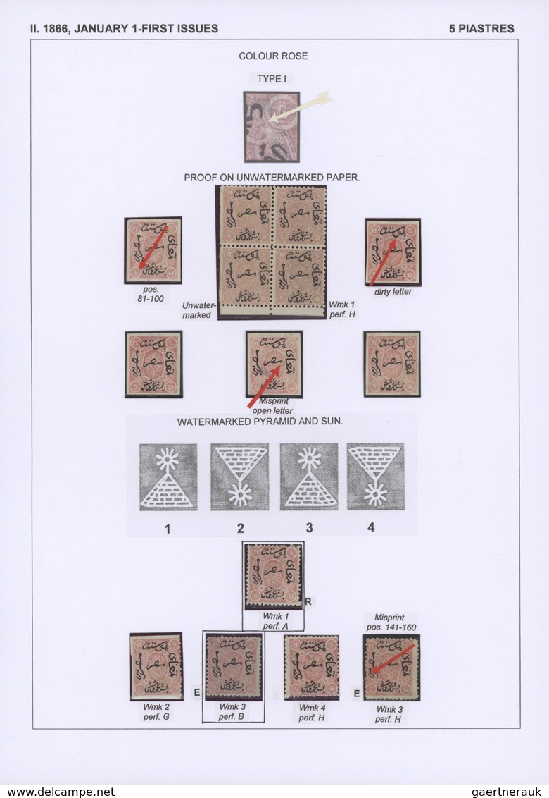 **/*/O/Br Ägypten: 1866-1879: EGYPT FIRST ISSUES: Specialized collection of the various mint and used stamps,