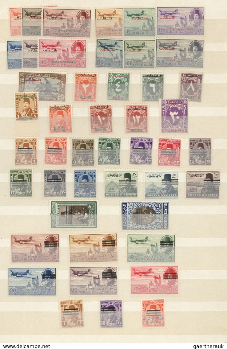 **/O/* Ägypten: 1875/1955 (ca.), mint and used assortment on stocksheets, comprising e.g. 38 marginal impri