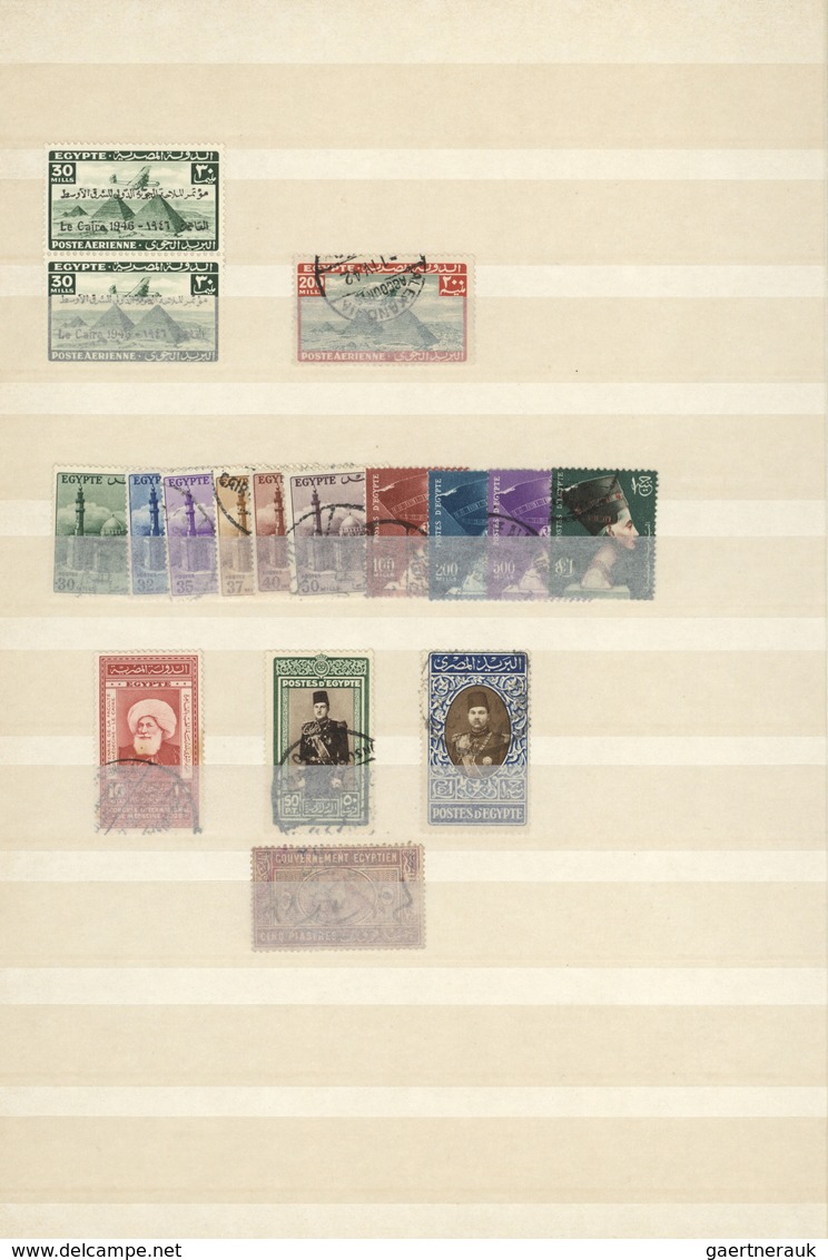 **/O/* Ägypten: 1875/1955 (ca.), mint and used assortment on stocksheets, comprising e.g. 38 marginal impri