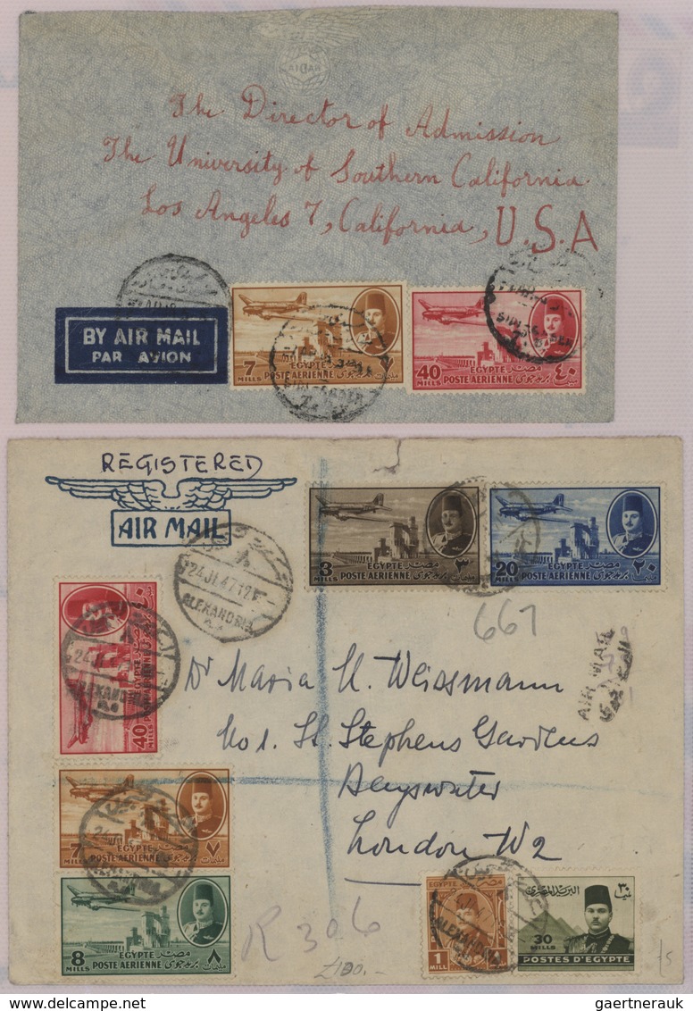 Br/GA Ägypten: 1910-1950's: Collection Of 55 Airmail Covers Including Highlights As The Rare "HELIOPOLIS/A - 1915-1921 Protectorat Britannique
