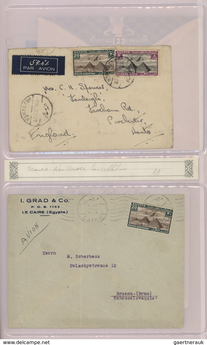 Br/GA Ägypten: 1910-1950's: Collection Of 55 Airmail Covers Including Highlights As The Rare "HELIOPOLIS/A - 1915-1921 Protectorat Britannique