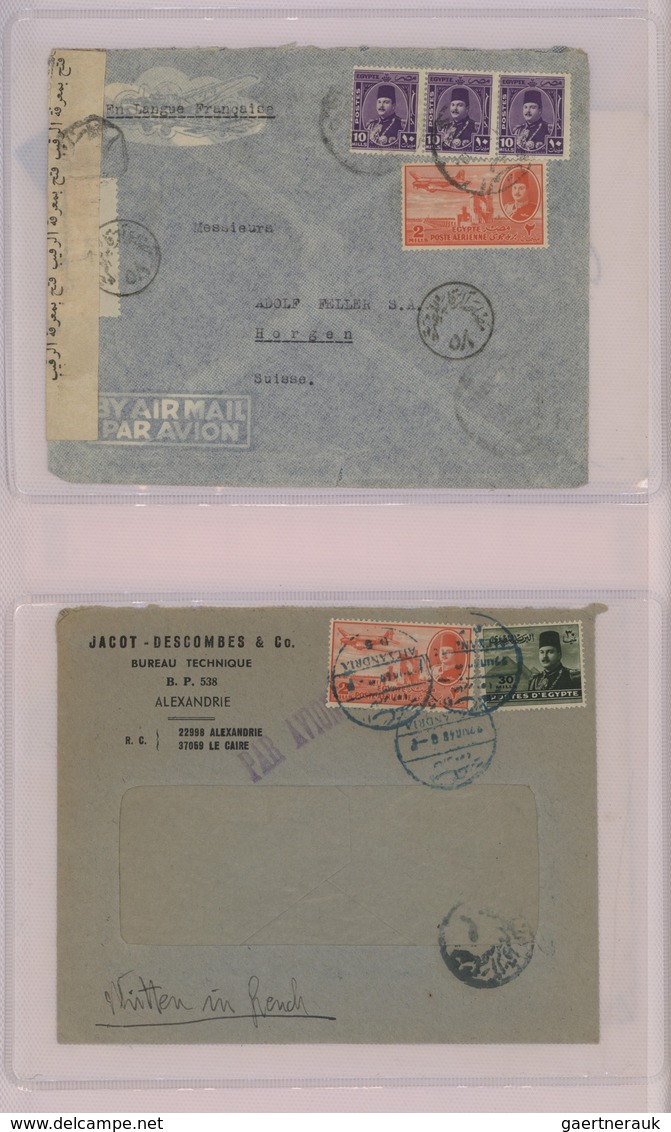 Br/GA Ägypten: 1910-1950's: Collection Of 55 Airmail Covers Including Highlights As The Rare "HELIOPOLIS/A - 1915-1921 Protectorat Britannique