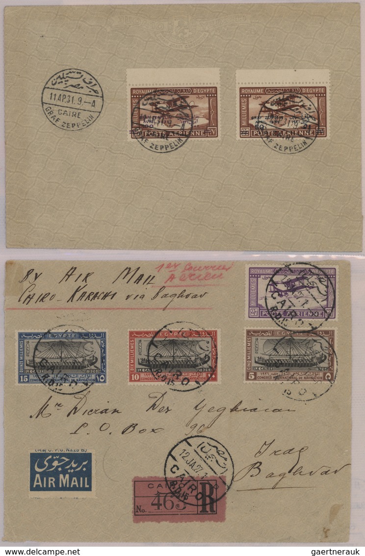 Br/GA Ägypten: 1910-1950's: Collection of 55 airmail covers including highlights as the rare "HELIOPOLIS/A