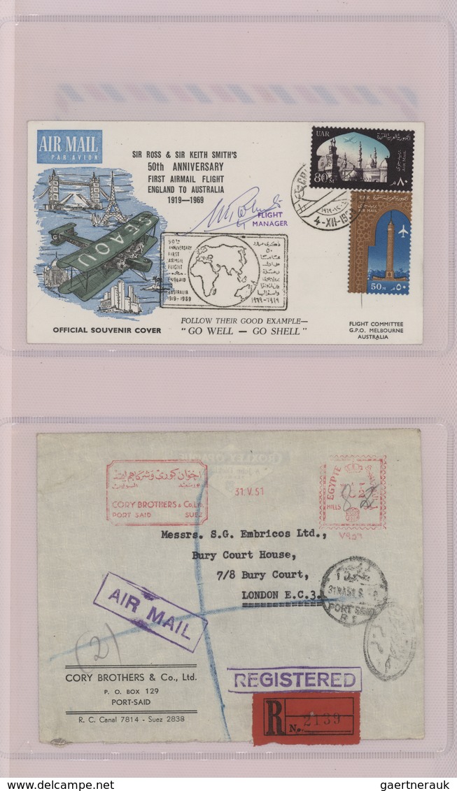 Br/GA Ägypten: 1910-1950's: Collection of 55 airmail covers including highlights as the rare "HELIOPOLIS/A