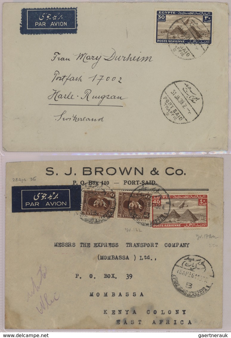 Br/GA Ägypten: 1910-1950's: Collection of 55 airmail covers including highlights as the rare "HELIOPOLIS/A