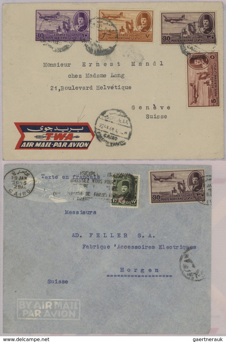 Br/GA Ägypten: 1910-1950's: Collection of 55 airmail covers including highlights as the rare "HELIOPOLIS/A