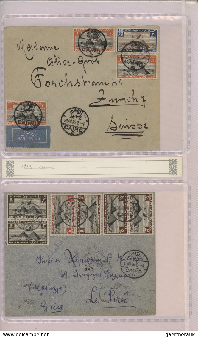 Br/GA Ägypten: 1910-1950's: Collection of 55 airmail covers including highlights as the rare "HELIOPOLIS/A