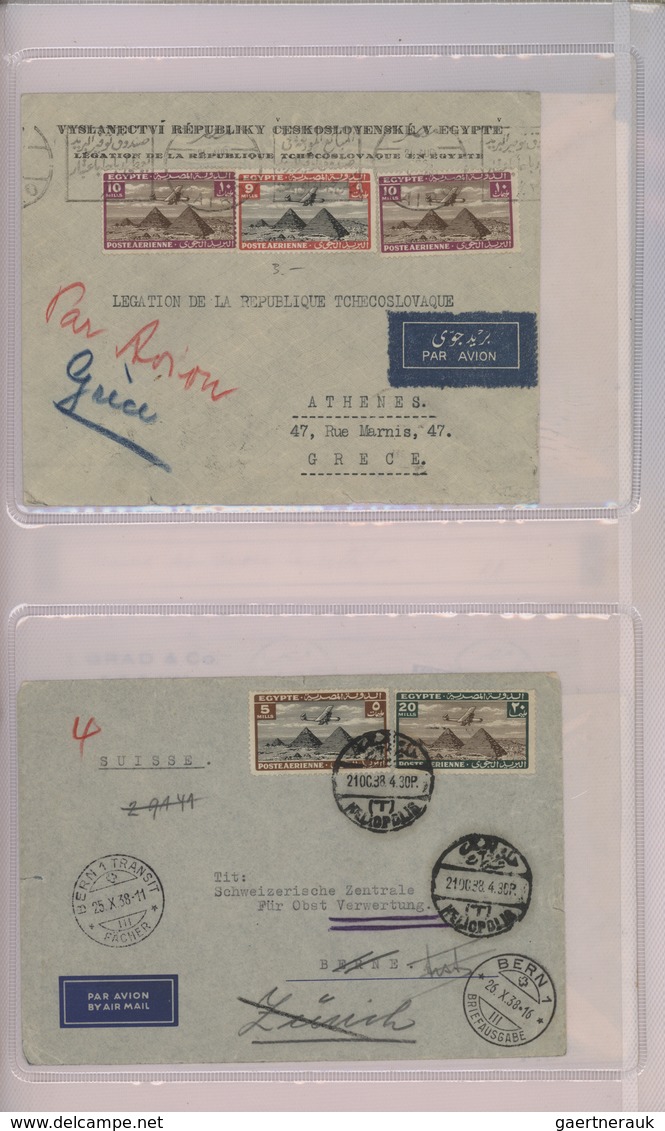 Br/GA Ägypten: 1910-1950's: Collection of 55 airmail covers including highlights as the rare "HELIOPOLIS/A
