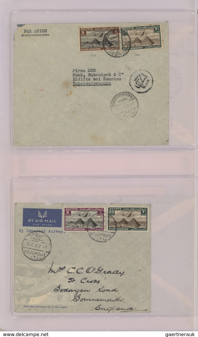 Br/GA Ägypten: 1910-1950's: Collection of 55 airmail covers including highlights as the rare "HELIOPOLIS/A