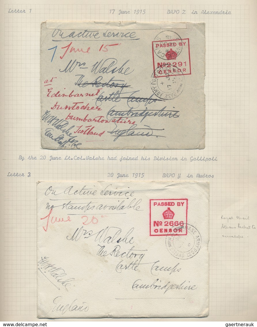 Br Ägypten: 1915-17 "The Walshe Covers": Specialized Collection Of Near To 100 Covers All From F.W.H. W - 1915-1921 Brits Protectoraat