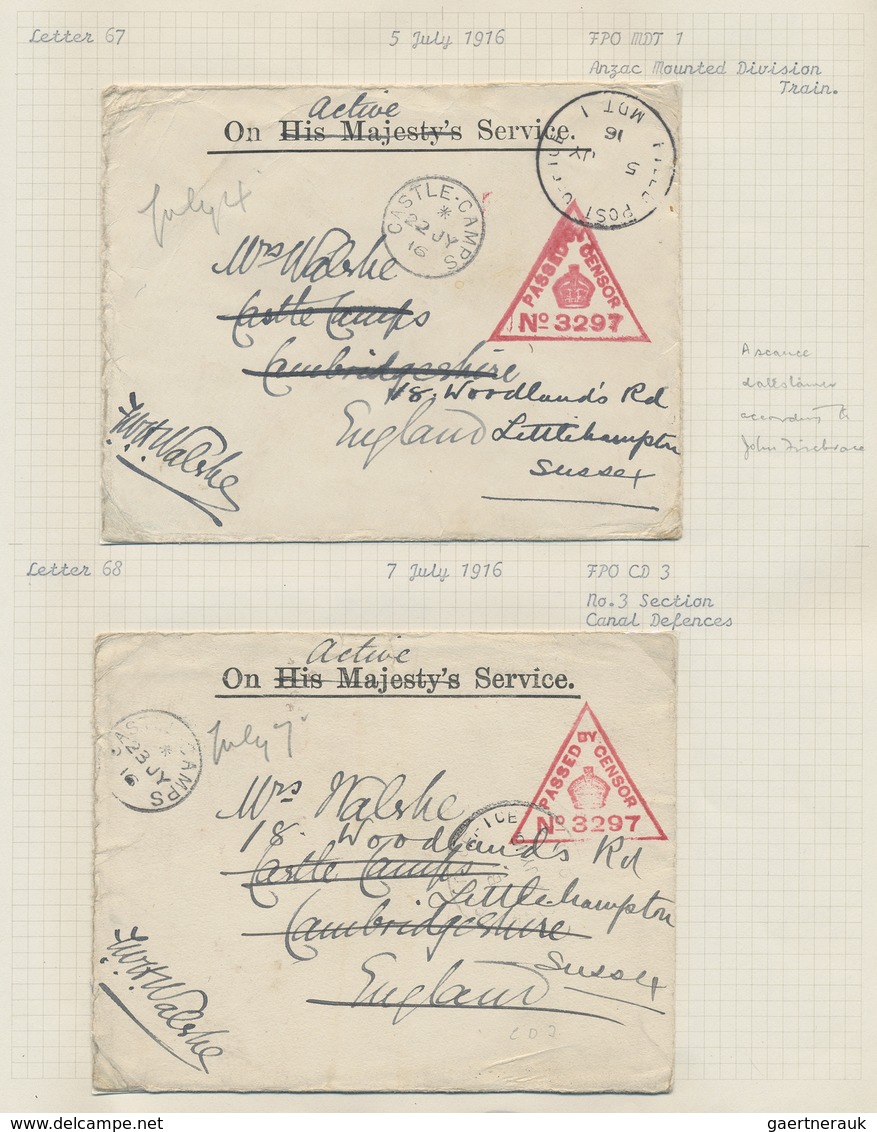 Br Ägypten: 1915-17 "The Walshe Covers": Specialized Collection Of Near To 100 Covers All From F.W.H. W - 1915-1921 Brits Protectoraat