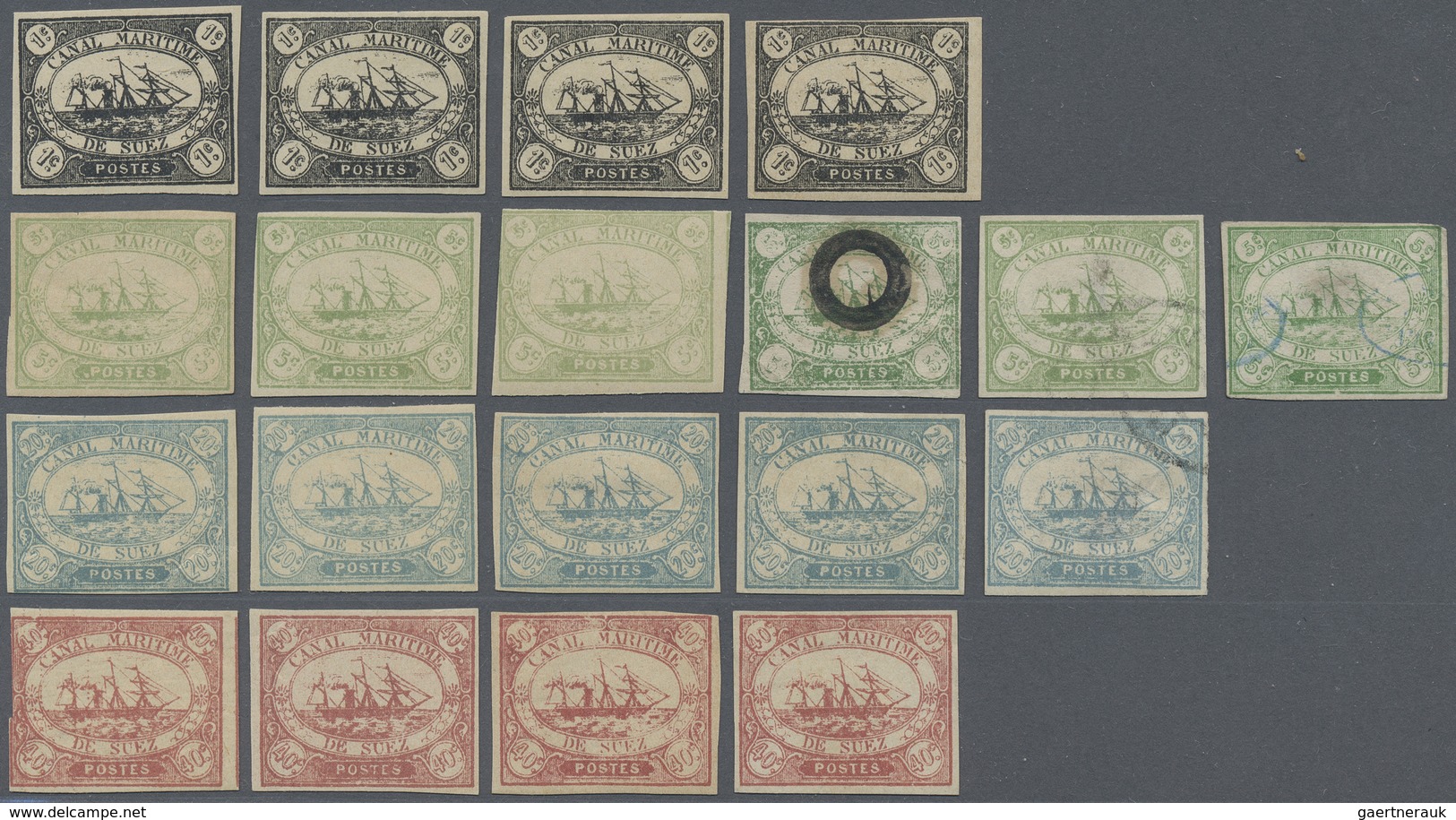 */(*)/O Ägypten - Suez-Kanal-Gesellschaft: 1868: Group Of 19 Stamps, Four Cancelled, Others Mint With Or W/o - Andere & Zonder Classificatie