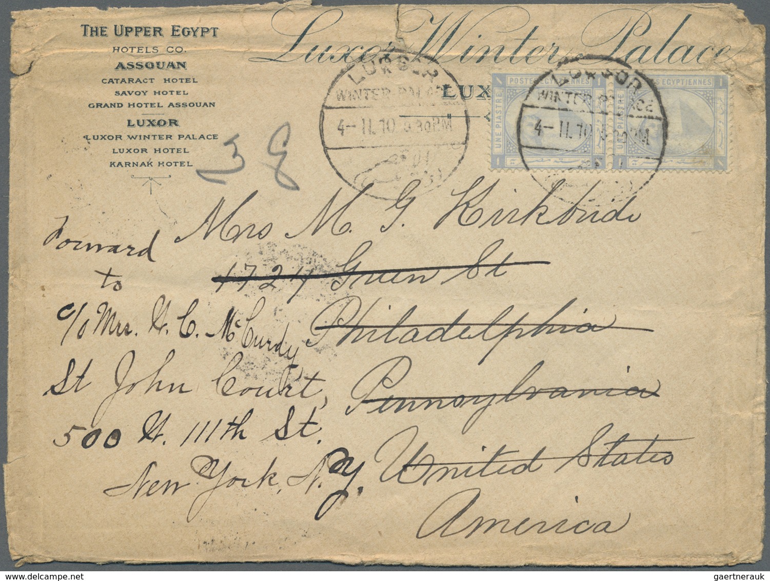 Br/GA Ägypten - Stempel: 1906-1943 HOTEL CANCELLATIONS: Group Of Seven Covers And Postcards Bearing Datest - Autres & Non Classés