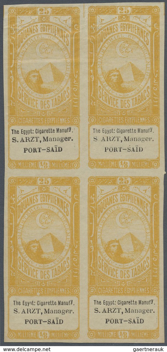 (*) Ägypten - Besonderheiten: 1890s, FISCALS "Cigarette Stamps", Collection Of 35 Different Blocks Of Fo - Autres & Non Classés