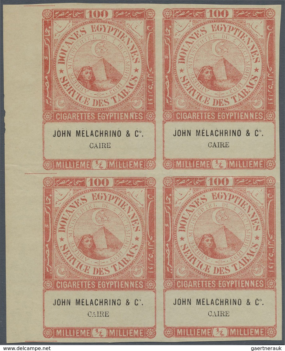 (*) Ägypten - Besonderheiten: 1890s, FISCALS "Cigarette Stamps", Collection Of 18 Different Blocks Of Fo - Autres & Non Classés