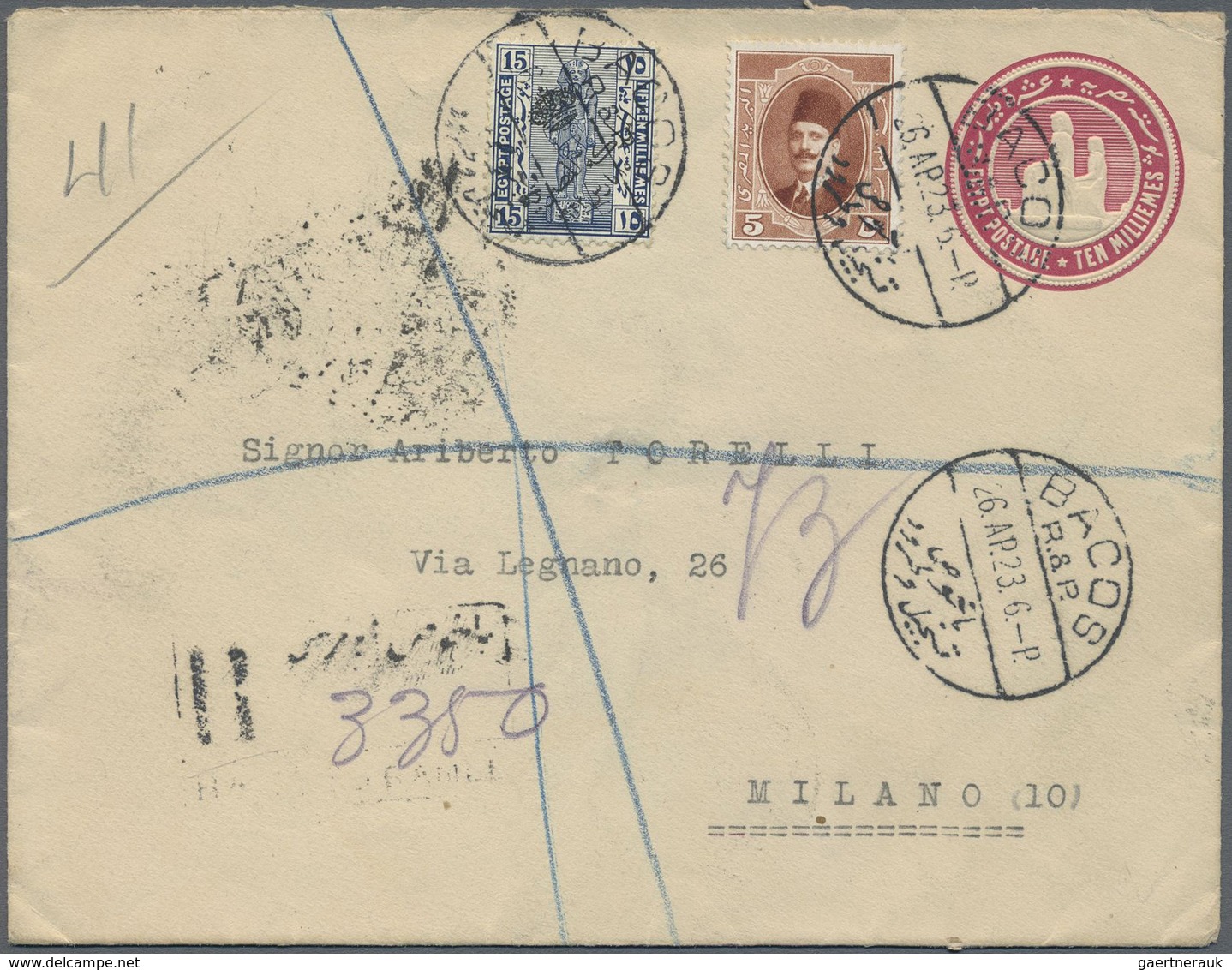 GA Ägypten - Ganzsachen: 1879-1945: Collection of 45 postal stationery items, all used postally, with p