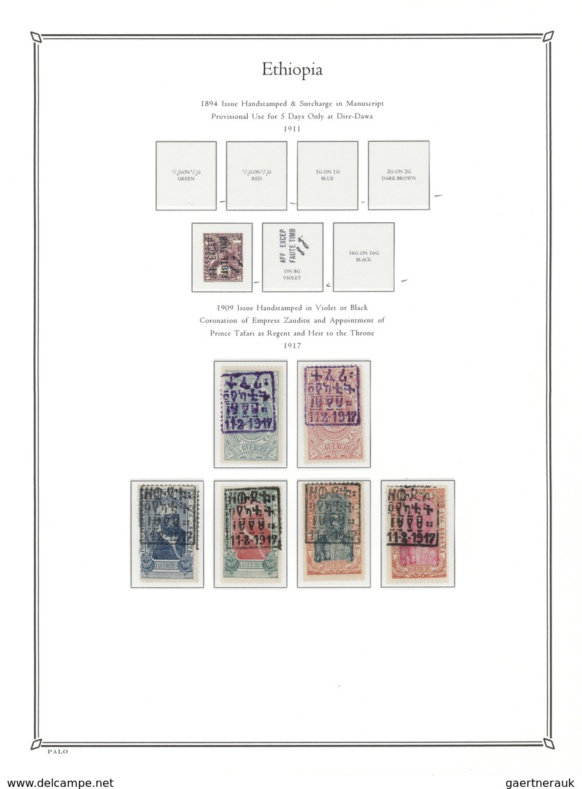 **/*/O Äthiopien: 1894-1964, Comprehensive collection in PALO Album mint and used, including early overprin
