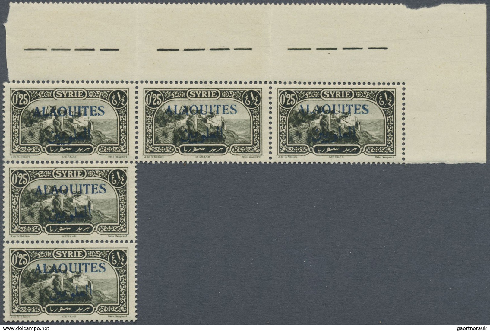 ** Alawiten-Gebiet: 1925, Pictorial Issue, Two U/m Blocks Of Five With "wrong" Colour Of Overprint Each - Lettres & Documents