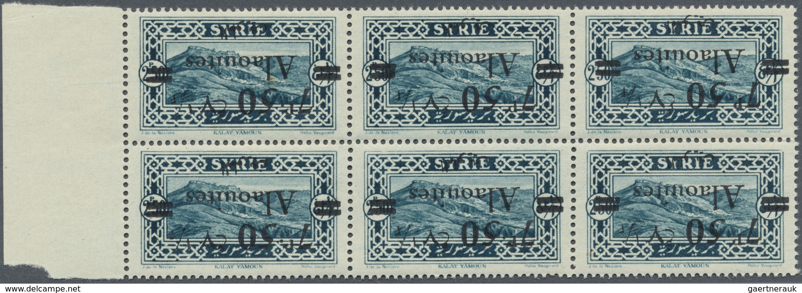 ** Alawiten-Gebiet: 1926, 7.50pi. On 2.50pi. Greenish-blue, 50 U/m Copies With Inverted Overprint. Maur - Lettres & Documents