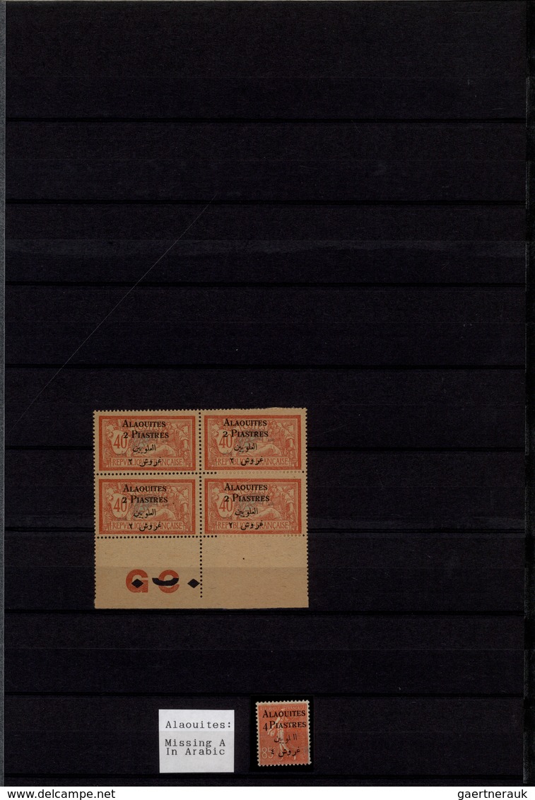 **/*/O Alawiten-Gebiet: 1935-31, Stock in large album with sheets, blocks of four and many varieties, inver