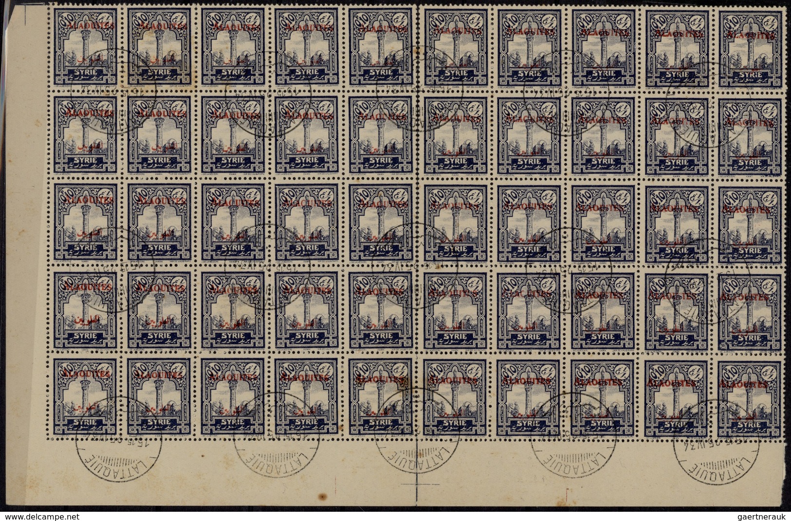 **/*/O Alawiten-Gebiet: 1935-31, Stock in large album with sheets, blocks of four and many varieties, inver