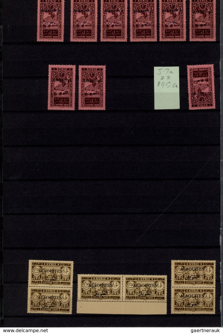 **/*/O Alawiten-Gebiet: 1935-31, Stock in large album with sheets, blocks of four and many varieties, inver