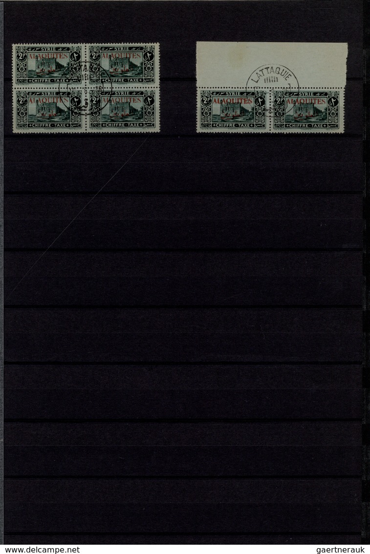 **/*/O Alawiten-Gebiet: 1935-31, Stock in large album with sheets, blocks of four and many varieties, inver