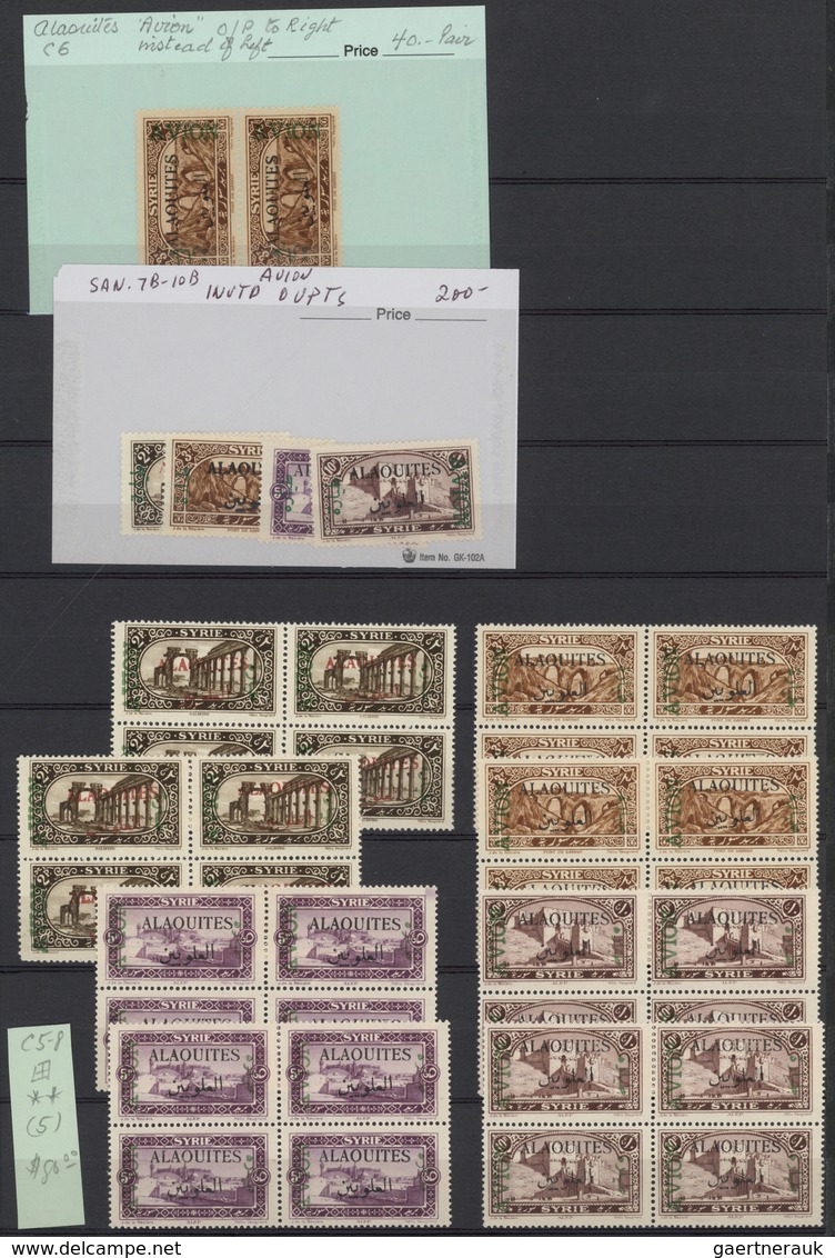 **/*/O Alawiten-Gebiet: 1935-31, Stock in large album with sheets, blocks of four and many varieties, inver