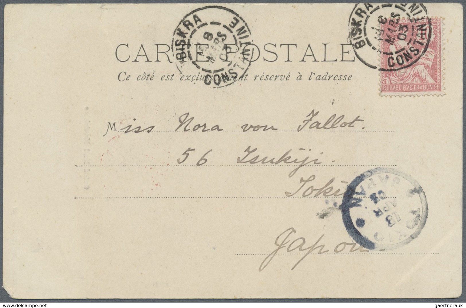 Br Algerien: 1858/1903, Group Of 13 Covers/cards, Incl. Card To Japan, Saida GC "5060" Etc., Some Posta - Autres & Non Classés