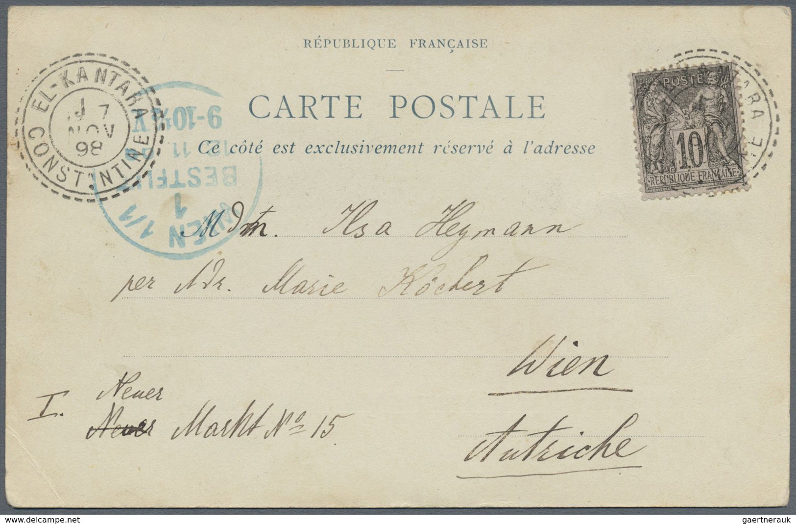 Br Algerien: 1858/1903, Group Of 13 Covers/cards, Incl. Card To Japan, Saida GC "5060" Etc., Some Posta - Autres & Non Classés