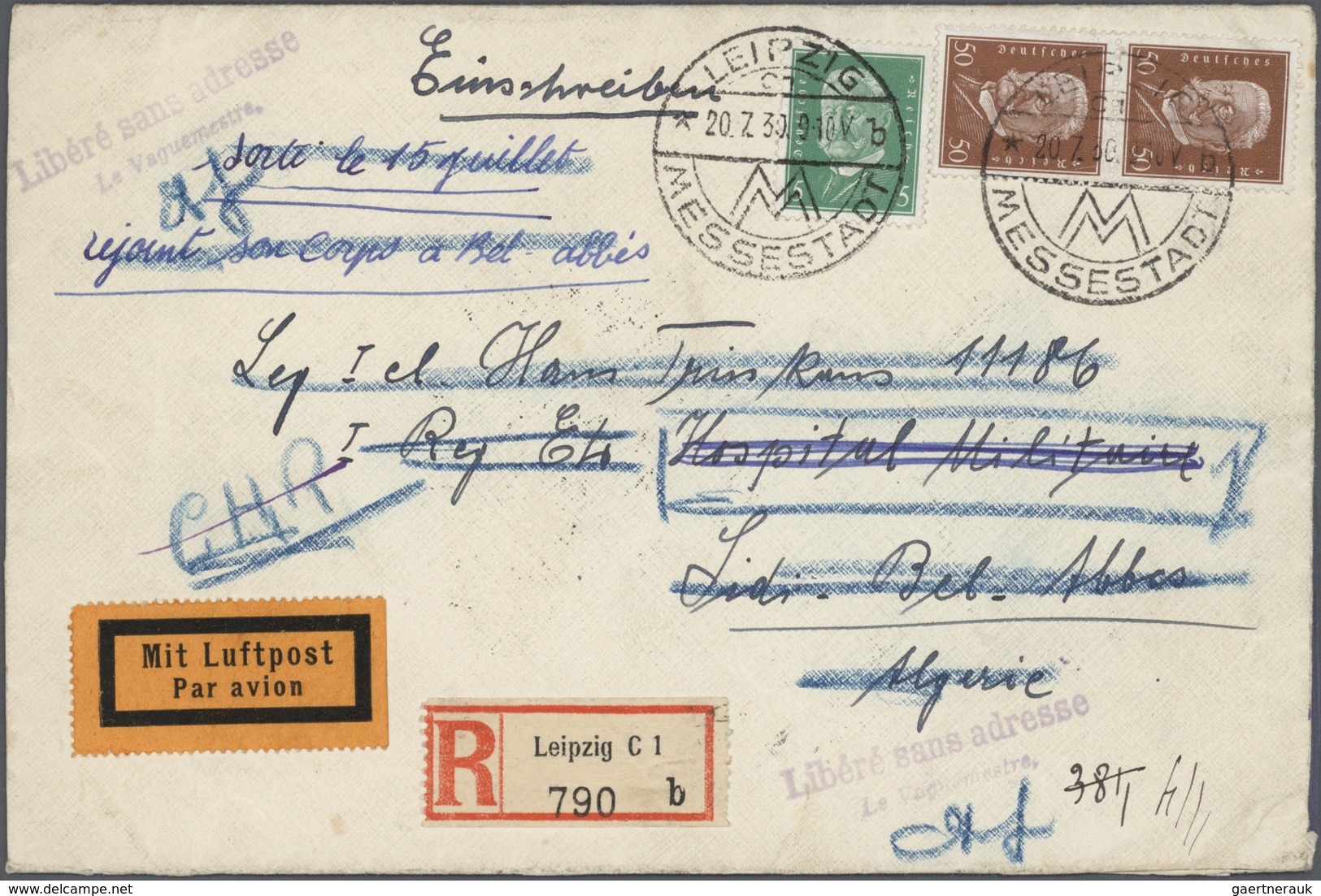 Br Algerien: 1927/1930, Group Of 17 Commercial Covers (incl. One Imcoming Cover From Germany), Also Reg - Autres & Non Classés