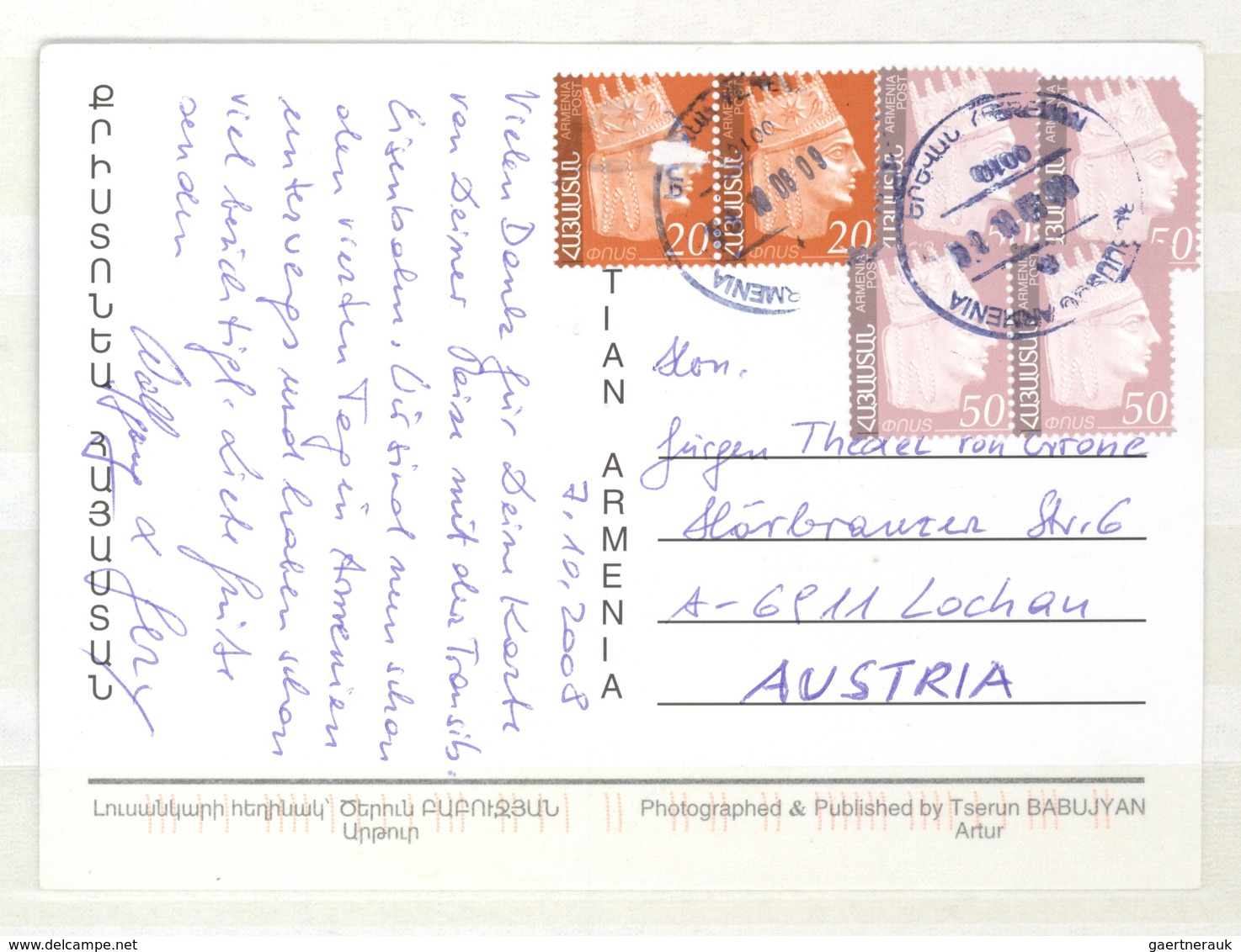 Br/GA/** Armenien: 1876-1923, 1992-2000: Postal history and stamp collection of eight early covers + modern i