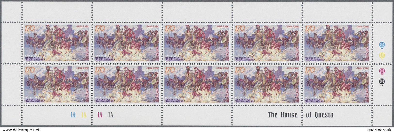 ** Armenien: 1998/2000, Stock Of The Europa Issues In Little Sheets Of 10 Per Stamp: 1998 (Michel No. 3 - Arménie