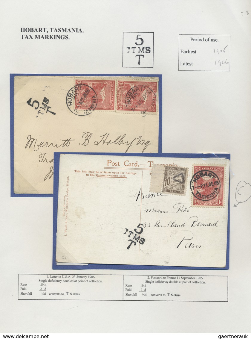 Br Tasmanien: 1899, Landscape Issue, Interesting Collection On Exhibition Leaves With 10 Letters And Po - Lettres & Documents