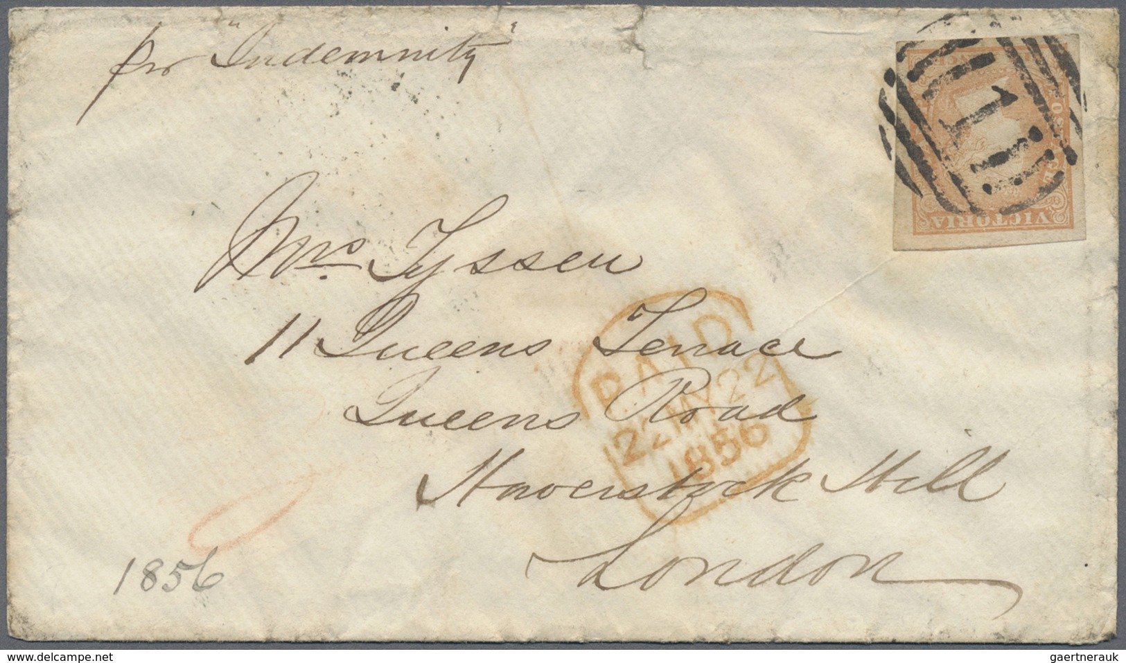 Br Victoria: 1855/1858 (ca.), Unusual Group With 7 Covers With Six Bearing Woodblocks 6d Dull Orange (m - Lettres & Documents