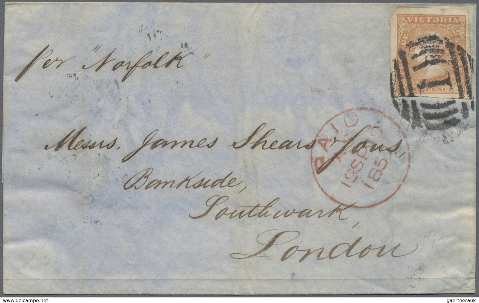 Br Victoria: 1855/1858 (ca.), Unusual Group With 7 Covers With Six Bearing Woodblocks 6d Dull Orange (m - Lettres & Documents