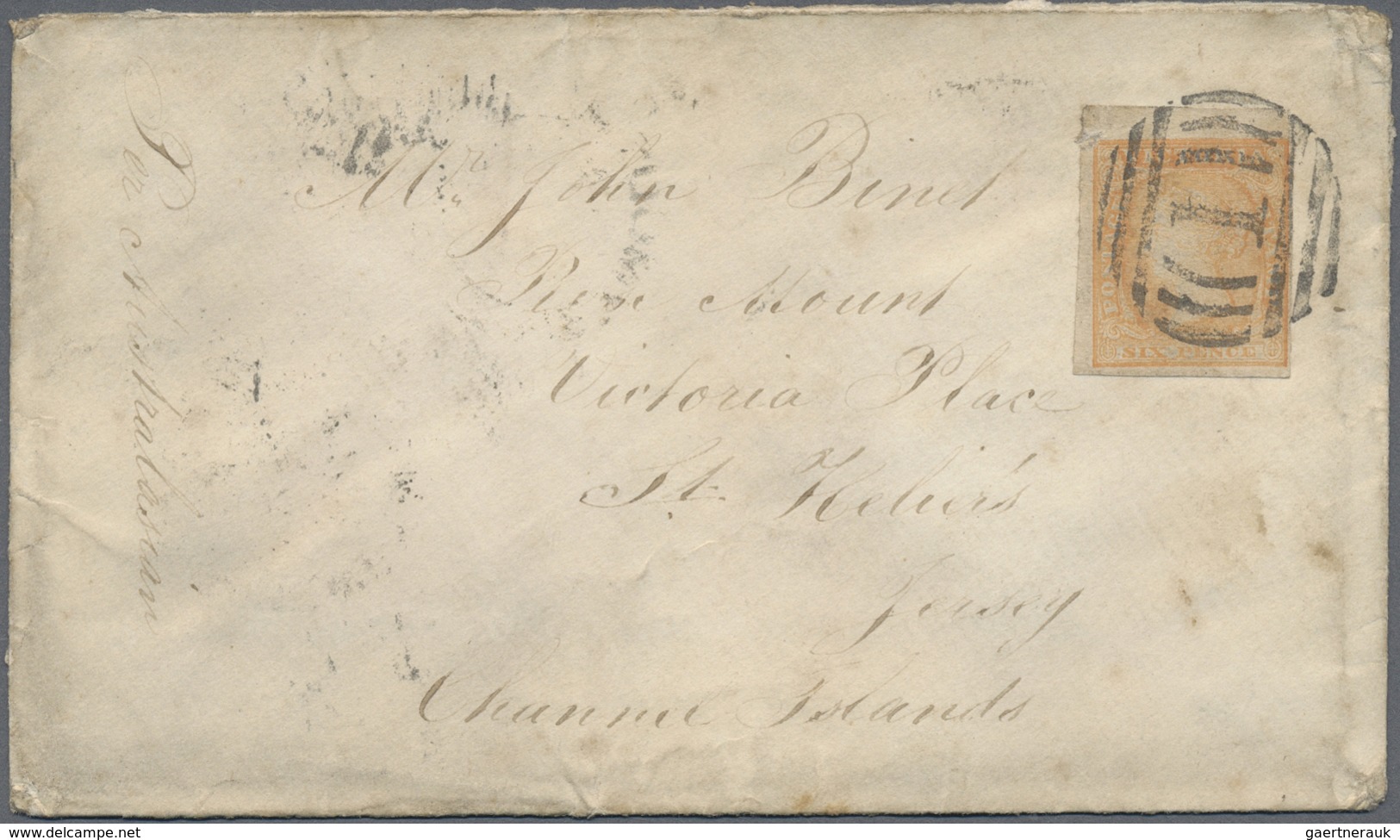 Br Victoria: 1855/1858 (ca.), Unusual Group With 7 Covers With Six Bearing Woodblocks 6d Dull Orange (m - Lettres & Documents