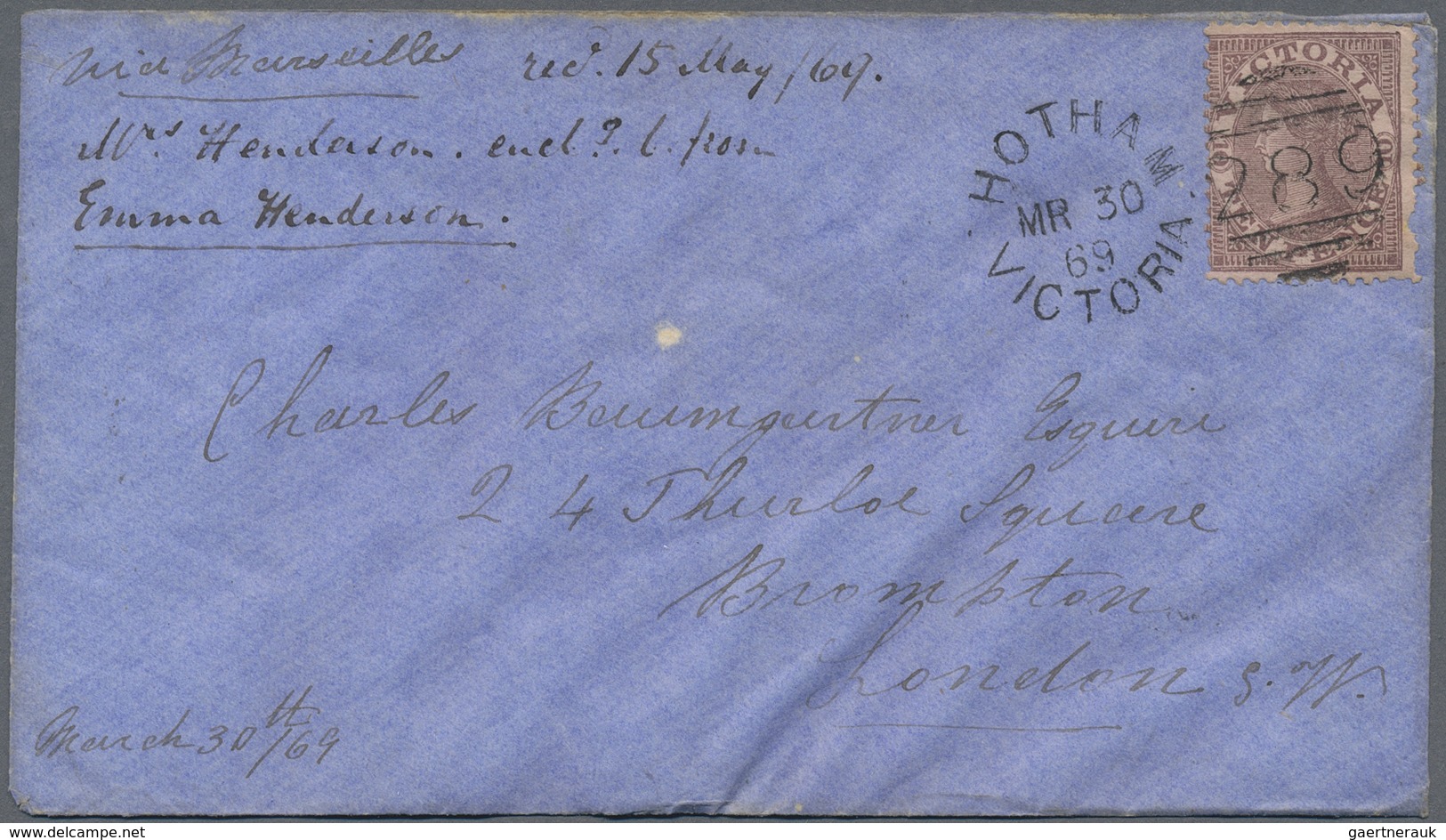 Br Victoria: 1867/1883 (ca.), Accumulation With 24 Covers To England/Scotland Incl. Different Rates And - Covers & Documents